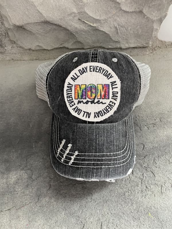 Mom Mode Tie Dye Ponytail Trucker Hat - Chic Loco Designs