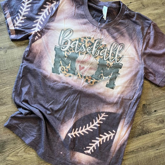 Navy Bleached Baseball Mom Tee - Small - Clothing