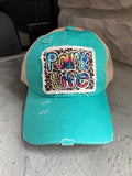 Park Life Criss Cross Ponytail Hat - Teal - Trucker Hats