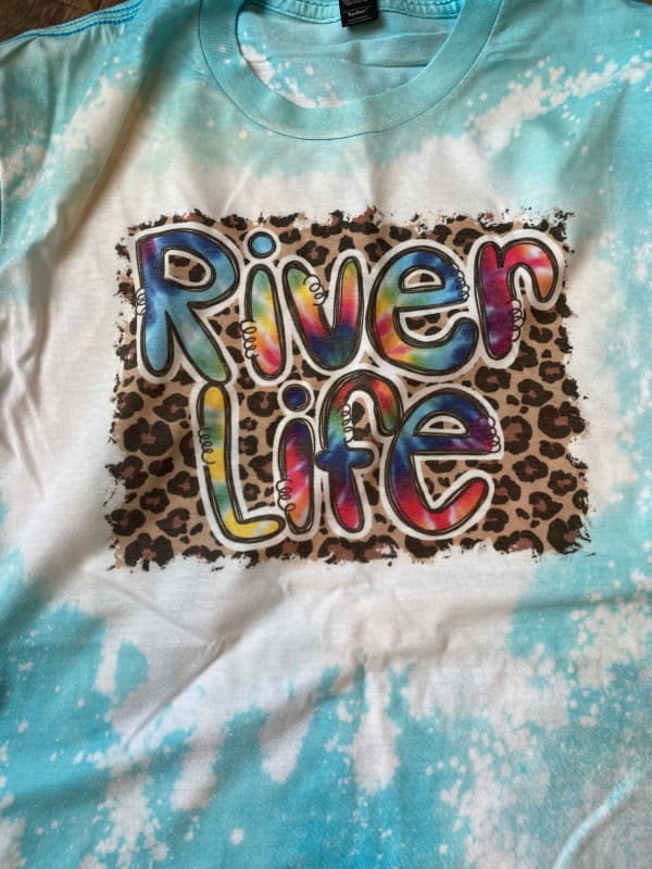 River Life Bleached Unisex Tee - Clothing