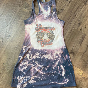 Summer Vibes Bleached Racer Back Dress - Small - Clothing