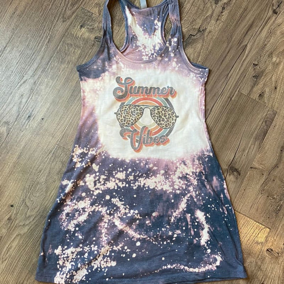 Summer Vibes Bleached Racer Back Dress - Small - Clothing