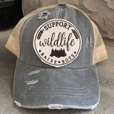 Support Wildlife Raise Boys Criss Cross Ponytail Hat - Gray 