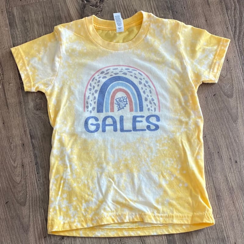 Yellow Youth Bleached Rainbow Gales Tee - Youth Small - 