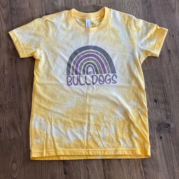 Youth Bleached Rainbow Bulldogs Tee - Youth Small - Clothing